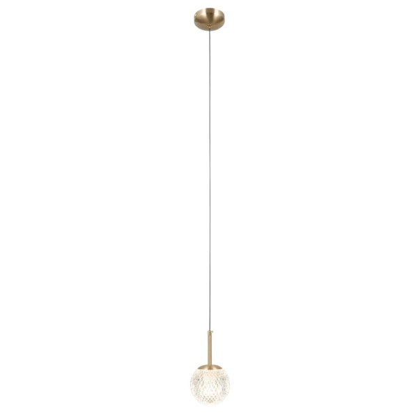 Kryształowa wisząca lampa Padri PND-40827-1-HBR-CL kula glamour złota