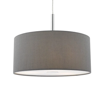 Abażurowa wisząca lampa Ronda RON1039 okrągła tuba szary chrom