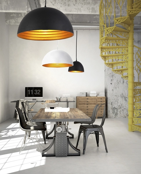 Loftowa lampa wisząca Modena do przedpokoju czarna złota