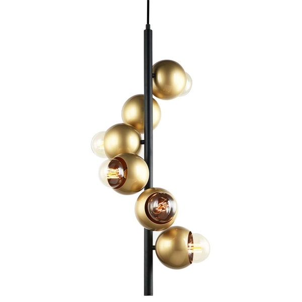 Designerska LAMPA wisząca MALMO PEN-5104-6-BKGD Italux metalowa OPRAWA kule BALLS czarny molekuły złote