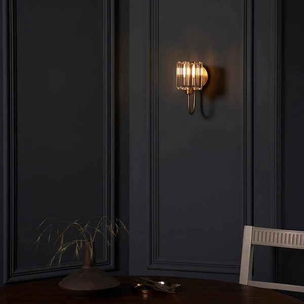 Przyścienny kinkiet Berenice 107803 szklana tuba mosiądz przezroczysty