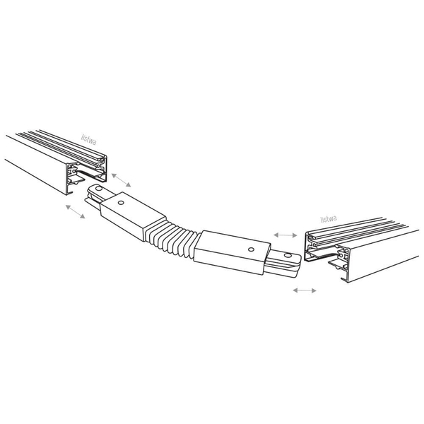 Elastyczne złącze szynoprzewodowe 1-fazowe Tracer 4072 TK Lighting metalowe czarne