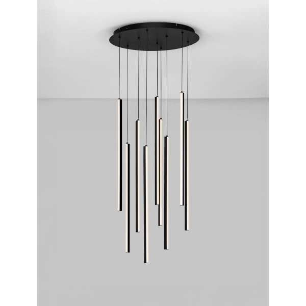 Wisząca lampa sople JAVALTO LE45448 LED 48W 3200K tuby metalowe czarne