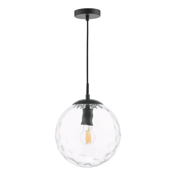Kulista lampa wisząca Ripple SP72-RIP8808 szklana kula czarny przezroczysty