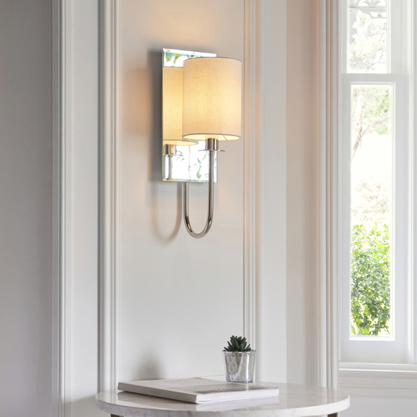 Ścienna lampa abażurowa L&-199515 Light& z lustrem biały nikiel