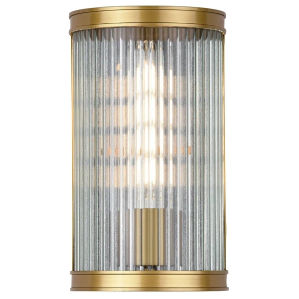 Szklany ścienny kinkiet Bianka BIA0763 do salonu ryflowany satynowy brąz