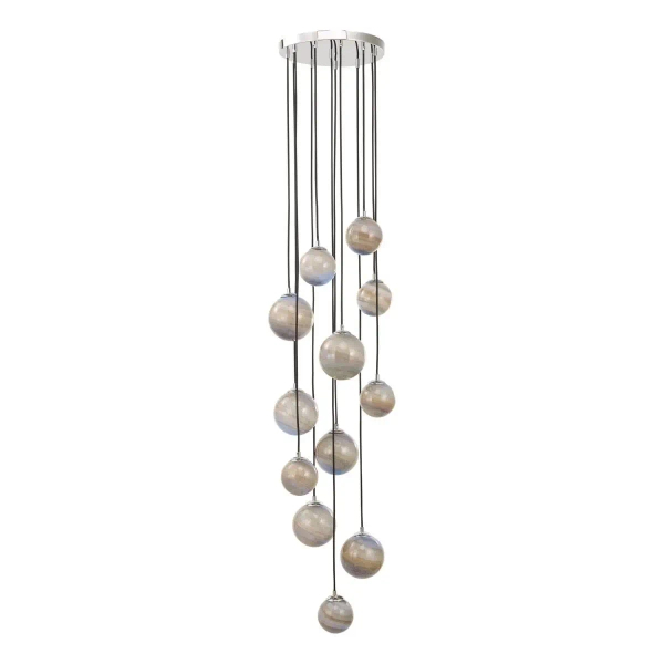 Kaskadowa wisząca lampa Mikara MIK1250 planety kule szklane chrom