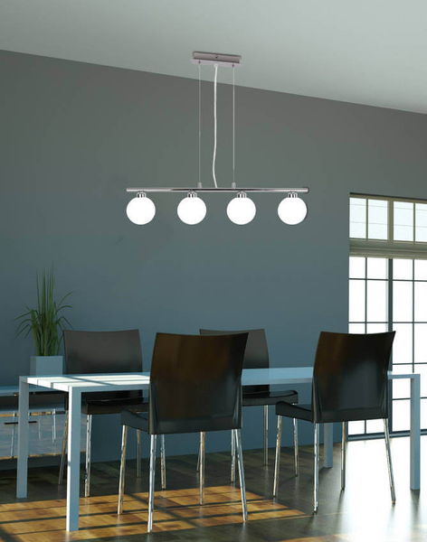 Loftowa lampa wisząca Raisa zwis do jadalni chrom biała