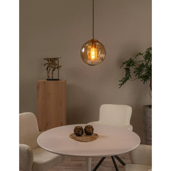 Zwieszana lampa szklana kula MONSARAZ 45493/30/62 Lucide bursztynowy
