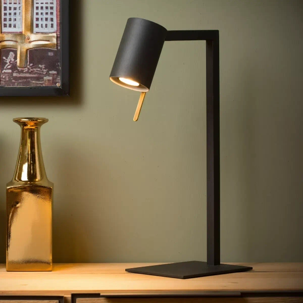 Metalowa lampa stołowa Lesley 03525/01/30 Lucide tubka do gabinetu czarna