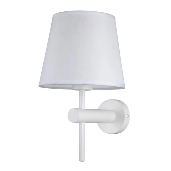 Ścienna LAMPA klasyczna TIVOLI LP-1133/1W WH Light Prestige abażurowa OPRAWA kinkiet okrągły na wysięgniku biały