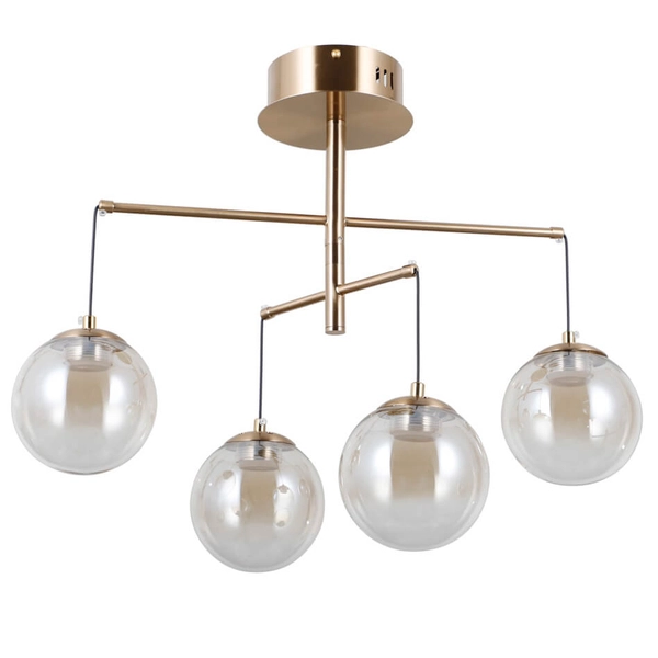 Szklana lampa sufit Velada PND-34381-4-HBR LED 80W 3000K złoty bursztynowy