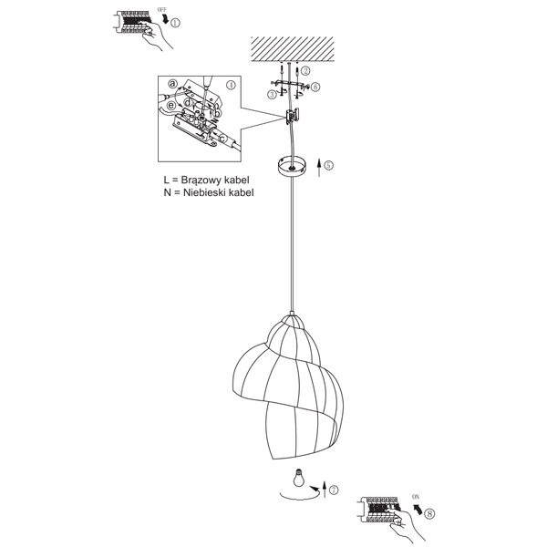 Skandynawska lampa wisząca Shella LP-1806/1P 40cm eko drewniana beżowa
