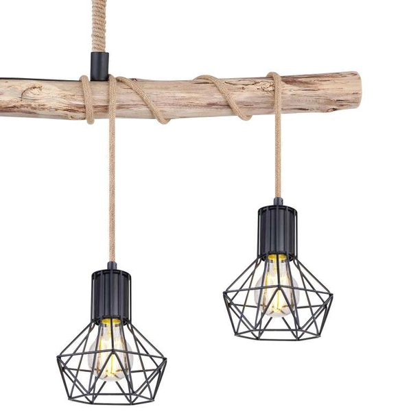 LAMPA wisząca PRISKA 54017-4HH Globo skandynawska OPRAWA belka ZWIS klatki brązowe czarne