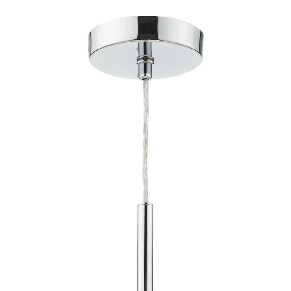 Abażurowa wisząca lampa Ronda RON1039 okrągła tuba szary chrom