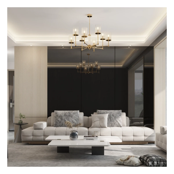 Salonowy żyrandol Empoli EMP-ZW-8 (N) nad stół do jadalni biały nikiel