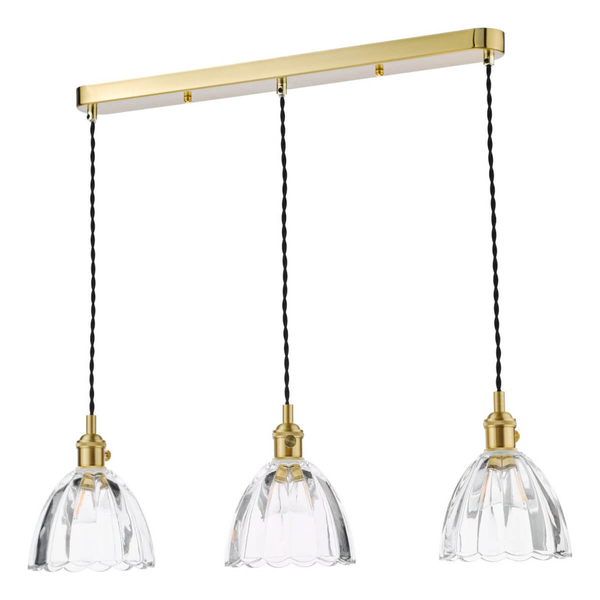 Szklana lampa wisząca Hadano HAD3640-11 do salonu mosiądz przezroczysty