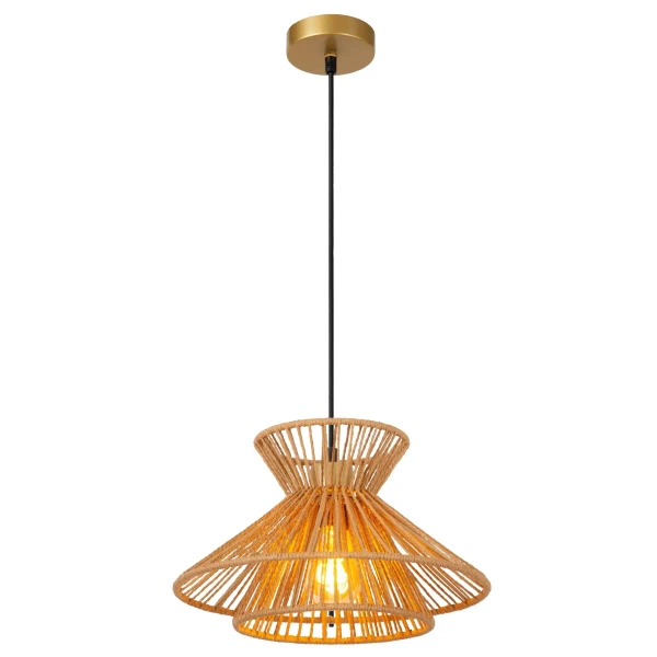 Ekologiczna lampa zwis TASMAN 10420/32/72 Lucide do salonu beżowa mosiądz