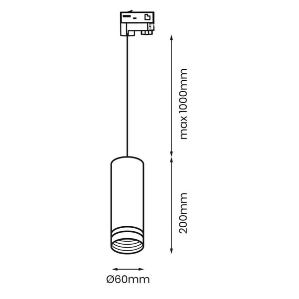 Wisząca lampa trójfazowa do systemu szynowego Pipe ML7674 sopel biały