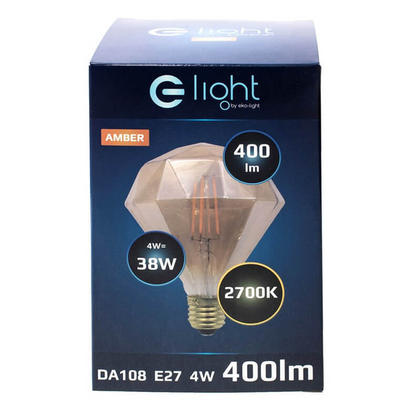 Dekoracyjna żarówka EKZA3560 E27 4W 2700K 280lm diament bursztynowa