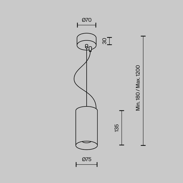Minimalistyczna lampa wisząca Efir P089PL-15W3K-B LED 15W 3000K czarny
