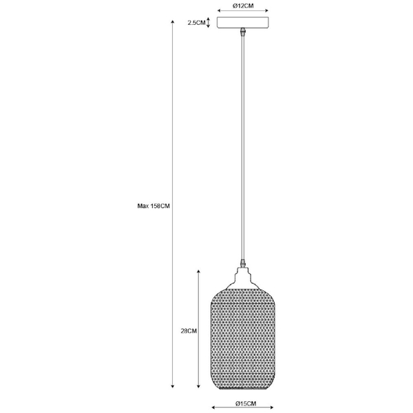 Loftowa LAMPA wisząca MESH 43404/15/30 Lucide druciana OPRAWA metalowy zwis czarny