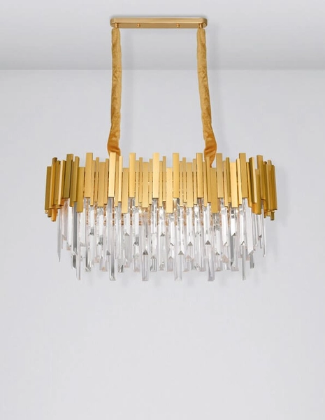 Stylowa lampa wisząca Campana do jadalni crystal złota