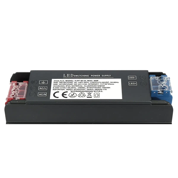 Ledowy zasilacz do taśm 1324 LED 60W 24V czarny