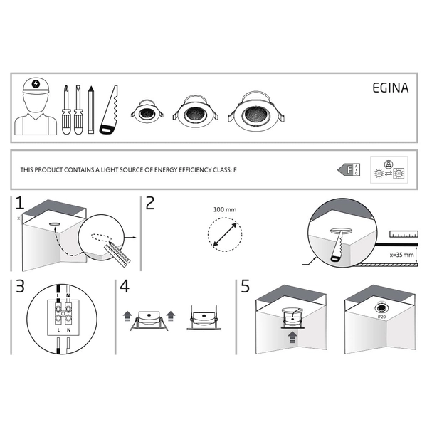Lampa z klipsem podtynkowa Egina 10554 Nowodvorski LED 10W 4000K czarna