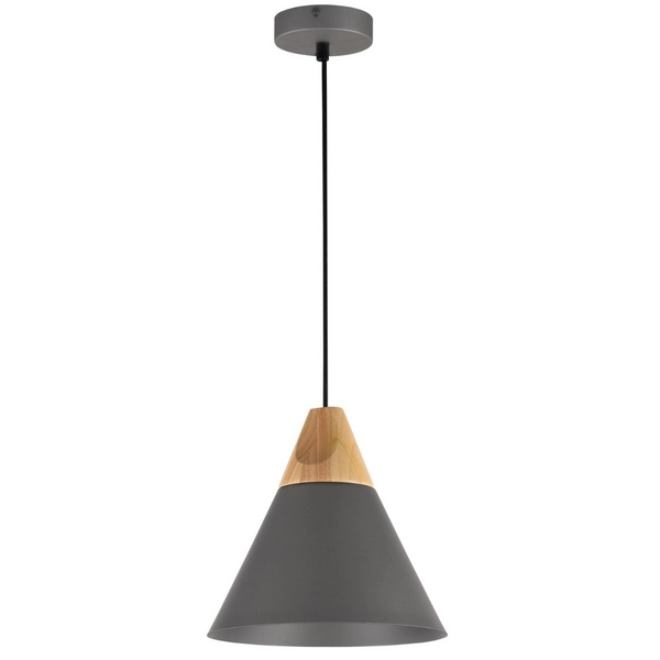 Wisząca lampa nad stół Bicones P359-PL-220-C Maytoni z drewnem szara