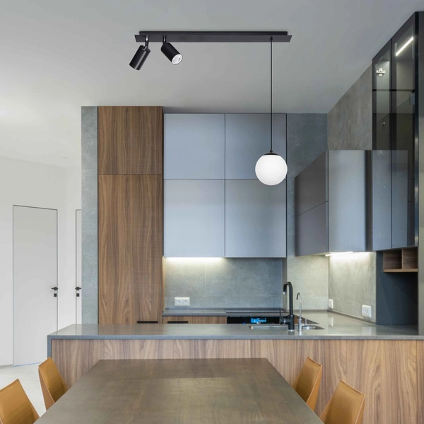 Kuchenna lampa wisząca Albio K-4137 Kaja metalowa czarna nad wyspę z regulacją