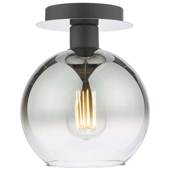 Szklana sufitowa lampa Lycia LYC0122 okrągła kula czarna przydymiona
