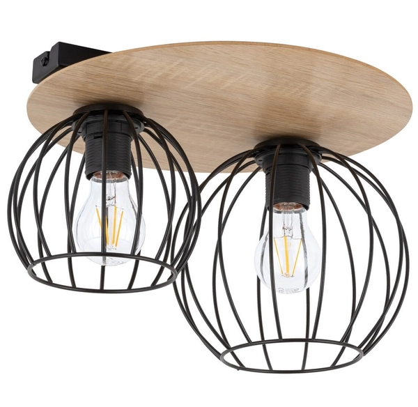 Metalowa lampa sufitowa Cyber 32355 hygge do pokoju czarna drewno