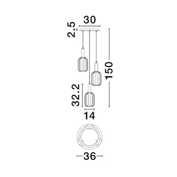 Potrójna lampa wisząca QUERISA LE45216 do jadalni złota