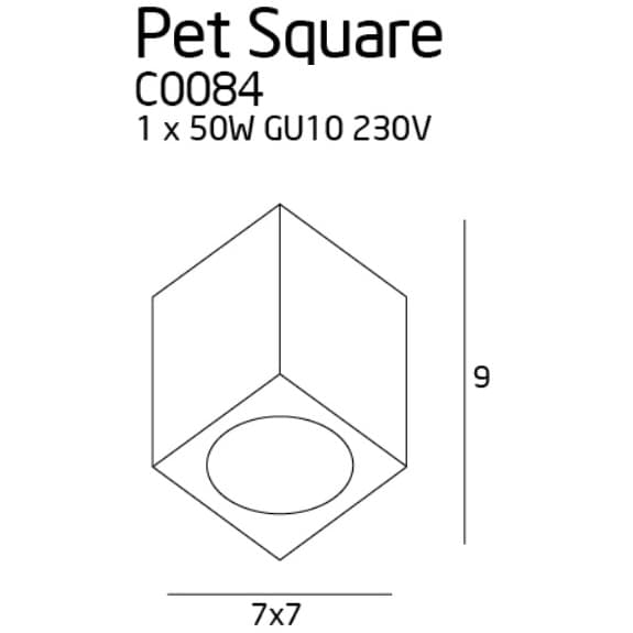 Jadalniany spot sufitowy PET SQUARE C0084 Maxlight chrom szary