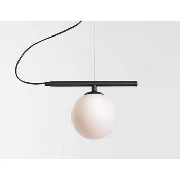 Modernistyczna lampa wisząca Beryl 1006G1 Aldex szklana kula ball biała czarna