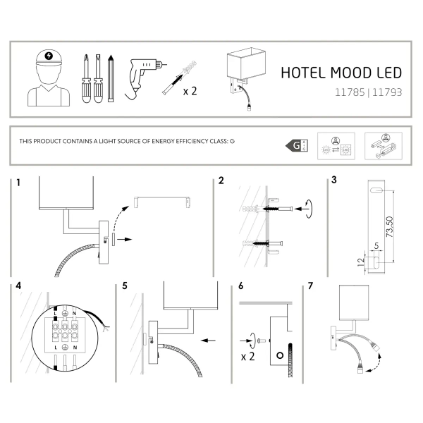 Naścienna lampa do jadalni HOTEL MOOD 11785 LED 2,2W 4000K kremowa chrom