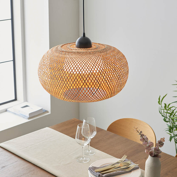 Ratanowa lampa wisząca Bali 101572 boho beżowy czarny
