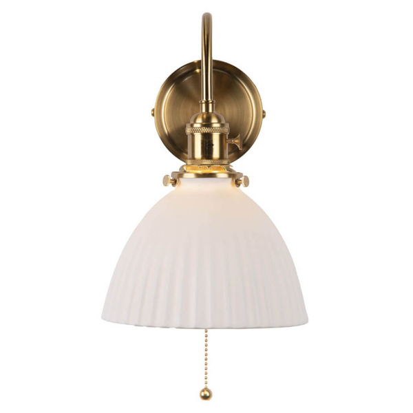 Ceramiczna lampa na ścianę Hadano HAD0740-09 mosiądz biały
