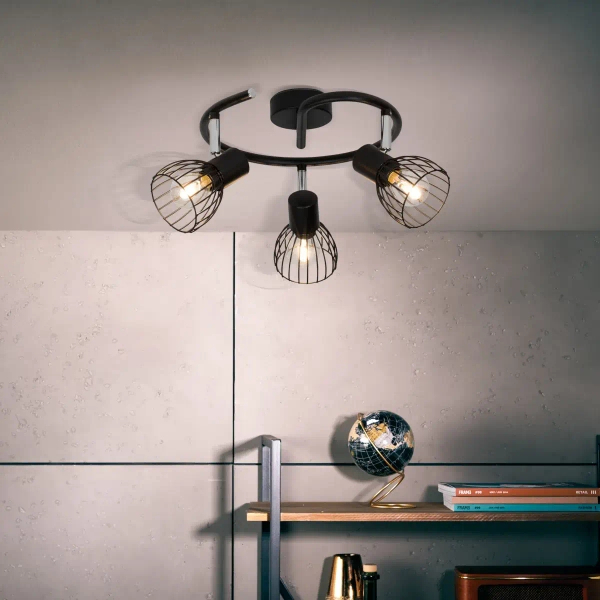 Potrójna lampa sufitowa Blacky 62133/06 z regulacją czarny