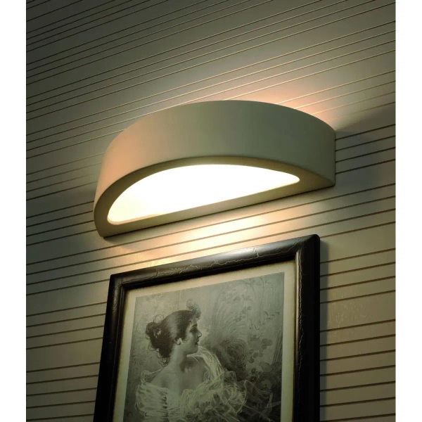 Kinkiet LAMPA ścienna SL.0001 półokrągła OPRAWA ceramiczna przyścienna biała