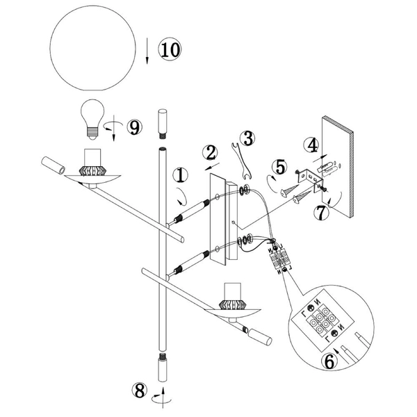 Kinkiet LAMPA ścienna NOSTALGIA MOD048WL-02G Maytoni modernistyczna OPRAWA szklane kule balls czarne białe złote