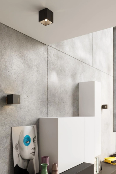 Plafon LAMPA sufitowa SL.0400 metalowa OPRAWA kwadratowa kostka cube czarna