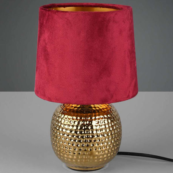 Abażurowa LAMPA stołowa EUDORA DL010-50821 RL Light stojąca LAMPKA nocna na biurko ceramiczna czerwona złota