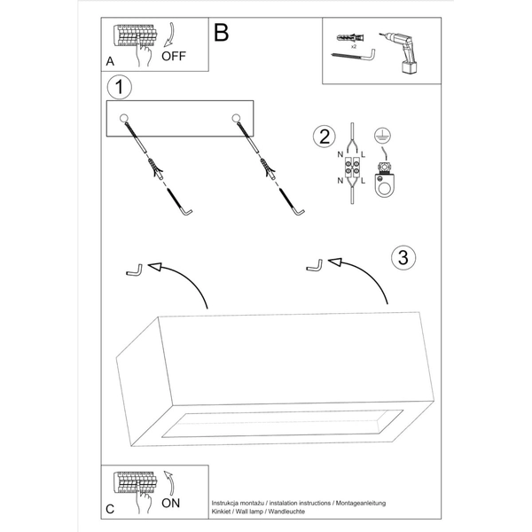 Betonowy kinkiet sypialniany SL.0992 prostokątna lampa