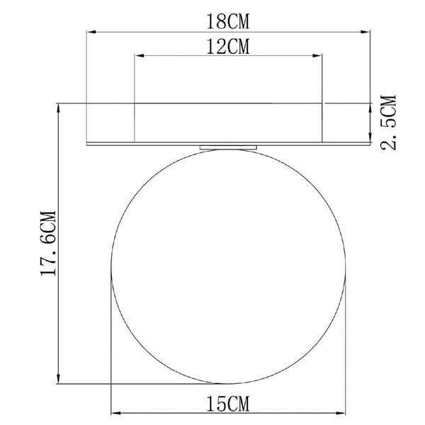 Plafon szklany CGMLECZNA-KULA18CM COPEL kula okrągła czarna