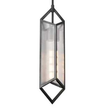 Szklana wisząca lampa Cairo QN-CAIRO-1P-UBZ-CR nad stół czarny