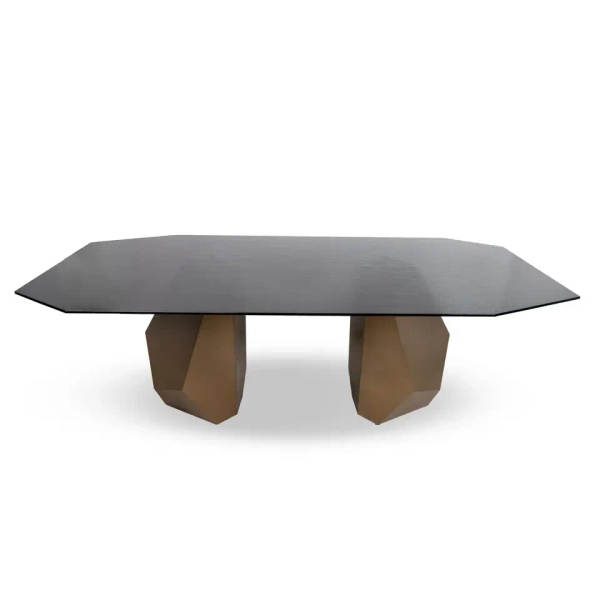 Szklana konsola CELESTE MM001501100383 czarna złota metal 120cm