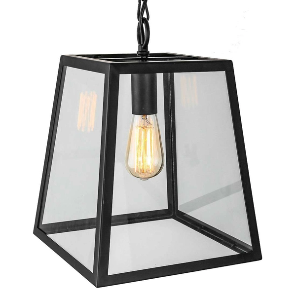 LAMPA wisząca LAVERNO MD-102821-1-B Italux industrialna OPRAWA zwis KLATKA na łańcuchu czarna przezroczysta