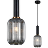 LAMPA wisząca ANTIOLA PND-5588-1M-BK+SG Italux plisowana OPRAWA szklany zwis czarny przydymiony